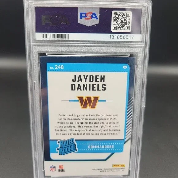 Jayden Daniels 2024 Donruss Optic RC #248 PSA 9 Rookie Commanders - Picture 2 of 2